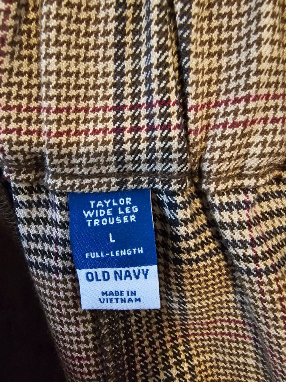 Old Navy Trousers Tailored Wide Leg Brown Plaid Academia Preppy Office L - Picture 8 of 11